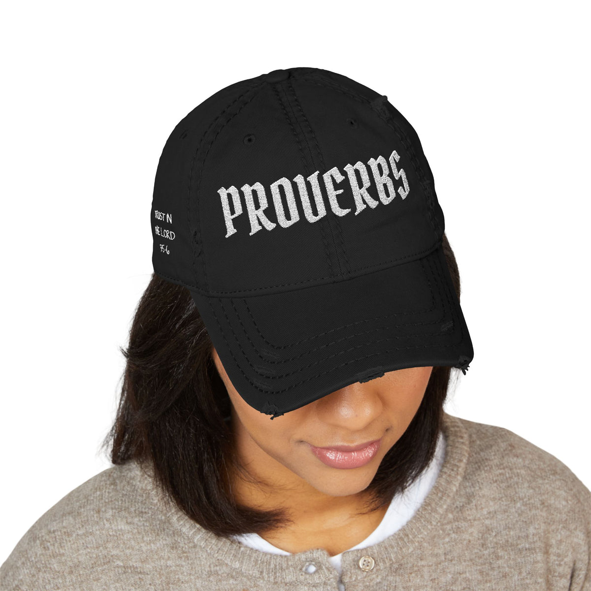 Proverbs 3:5-6 Distressed Embroidered Dad Hat