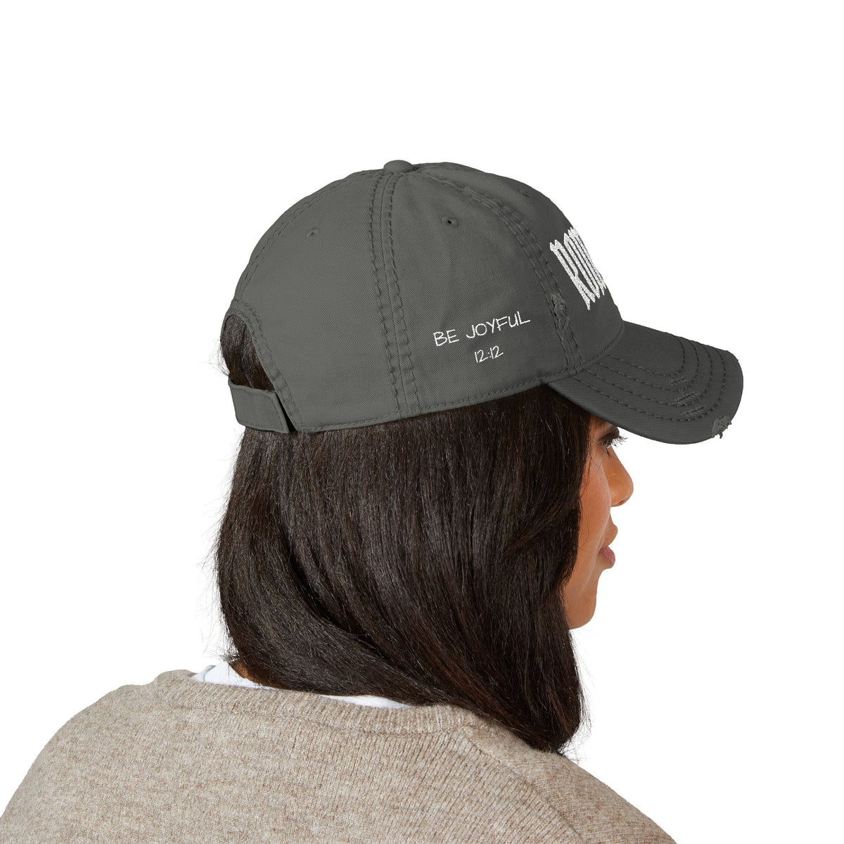 Romans 12:12 Distressed Embroidered Dad Hat