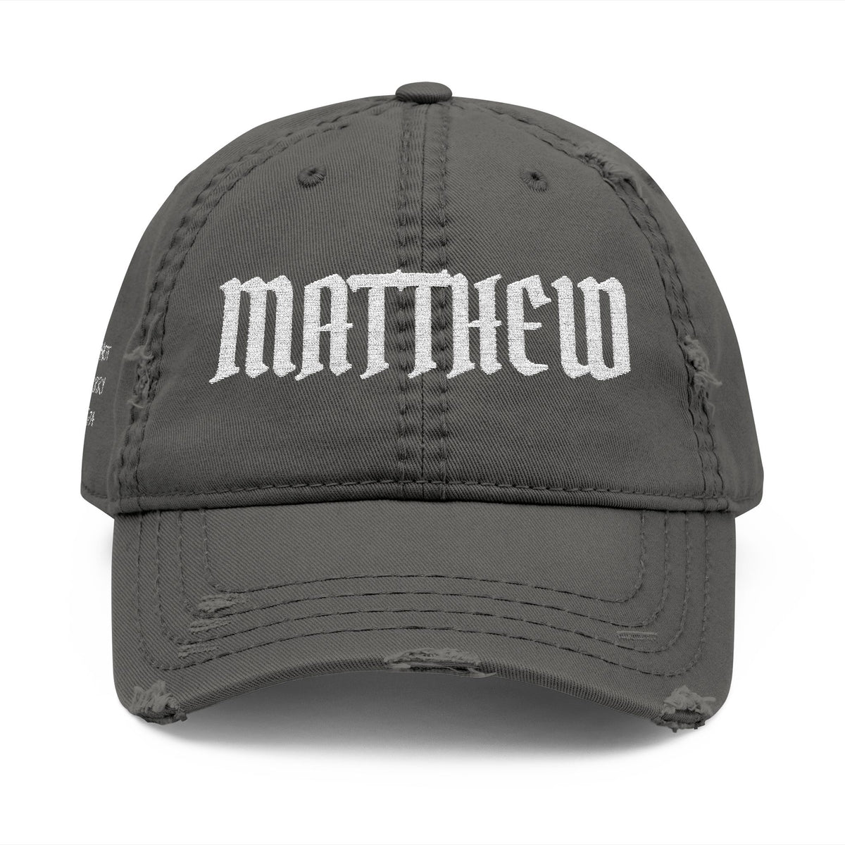 Matthew 6:34 Distressed Embroidered Dad Hat